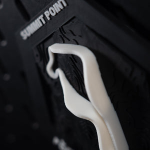 Summit Point hex extreme close up, the white ribbon sweeping out of the top of the frame