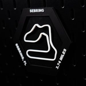 Sebring hex angled on pegboard, whole white lap sharp with both edge inscriptions legible