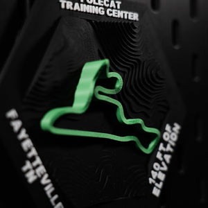 Polecat Training Center hex closer in, green track ringed by tight contour lines