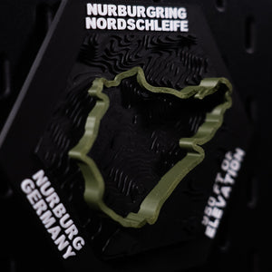 Nürburgring Nordschleife hex angled, the full olive lap above engraved Nurburg, Germany